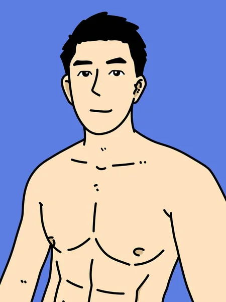 Roztomilý Muž Karikatura Modrém Pozadí — Stock fotografie