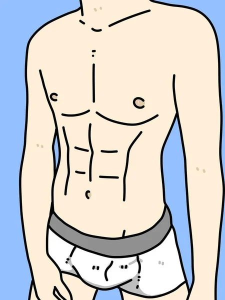 Body Man Cartoon Blue Background — стоковое фото