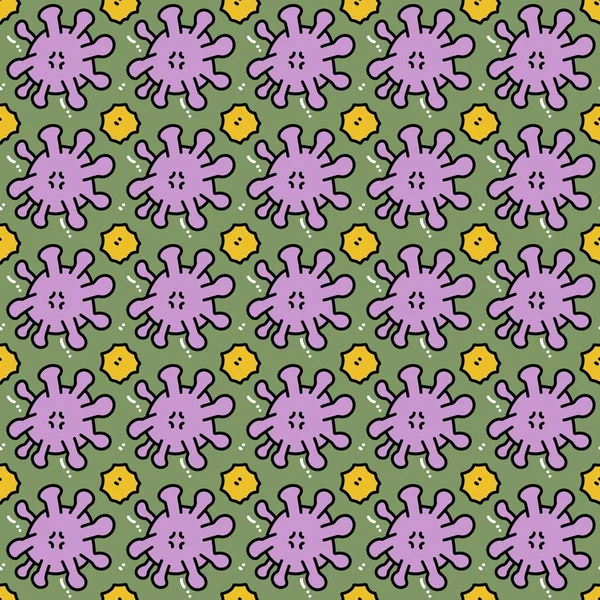 seamless pattern of virus cartoon