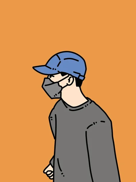 cute man cartoon on orange background