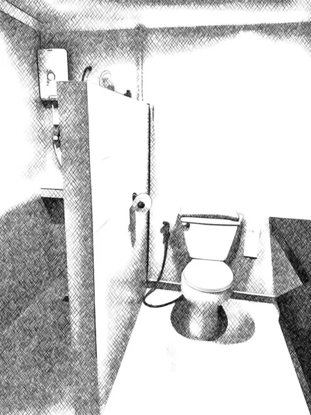Μαύρο Και Άσπρο Του Δωματίου Τουαλέτα — Φωτογραφία Αρχείου