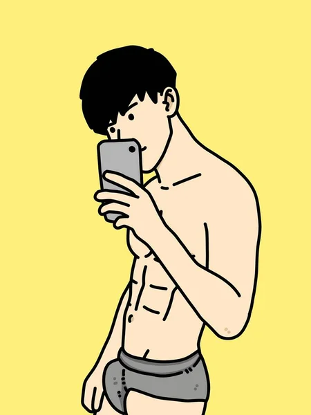 黄色の背景のかわいい男漫画 — ストック写真