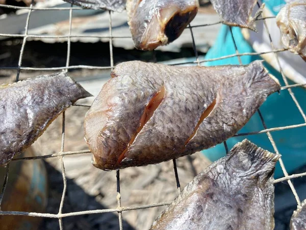 Закрыть Сухой Сепат Сиам Рыба Сырой Пищи Тайский Стиль — стоковое фото