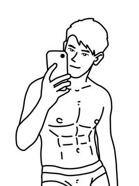 Siyah ve beyaz renkli yakışıklı adam çizgi filmi.