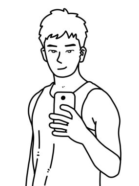 Siyah ve beyaz renkli yakışıklı adam çizgi filmi.