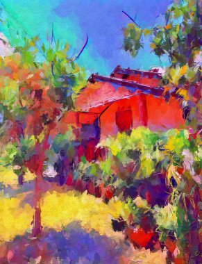 art color of home in forest