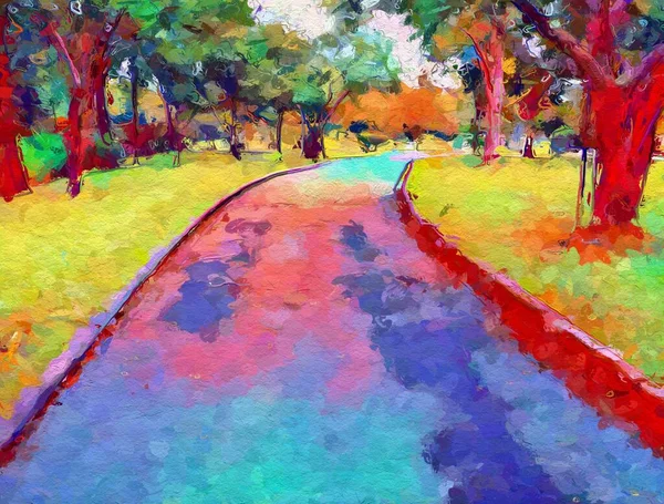 Kunst Farbe Der Straße Wald — Stockfoto