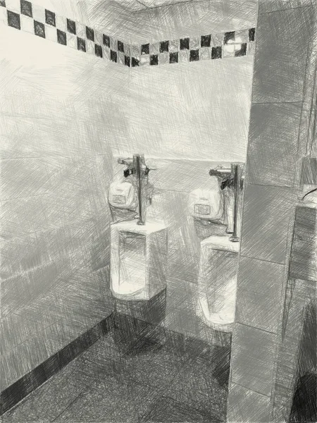 Preto Branco Casa Banho — Fotografia de Stock