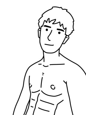 Siyah ve beyaz renkli yakışıklı adam çizgi filmi.