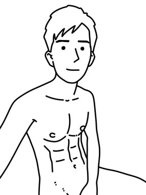 Siyah ve beyaz renkli yakışıklı adam çizgi filmi.