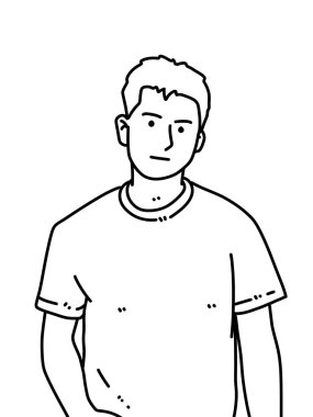 Siyah ve beyaz renkli yakışıklı adam çizgi filmi.