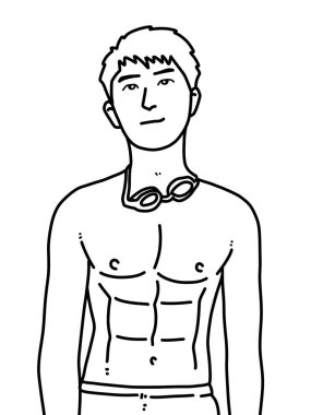 Siyah ve beyaz renkli yakışıklı adam çizgi filmi.