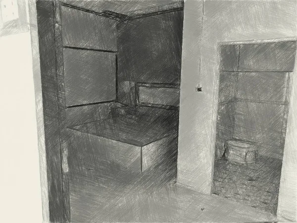 Black White Bedroom — Zdjęcie stockowe
