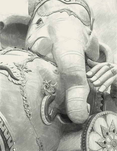 Bianco Nero Della Statua Ganesha — Foto Stock