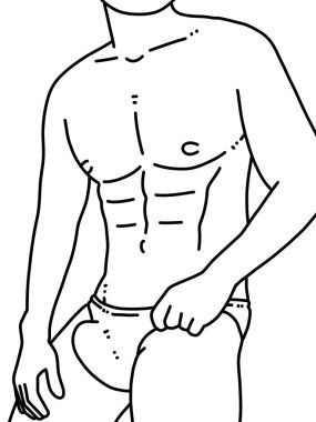 Siyah ve beyaz renkli yakışıklı adam çizgi filmi.