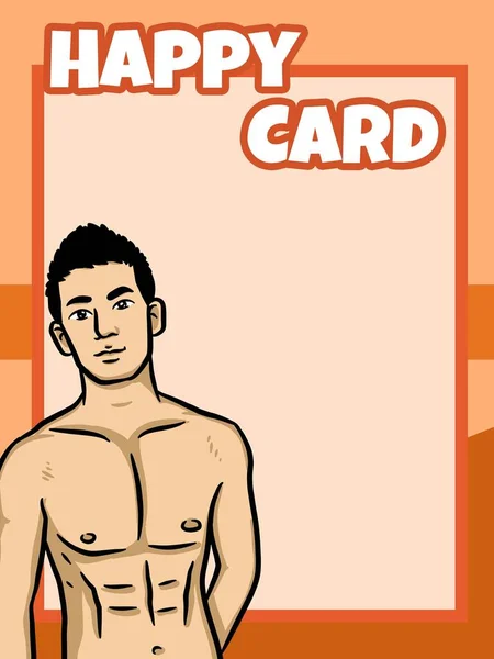 cute man cartoon on orange background