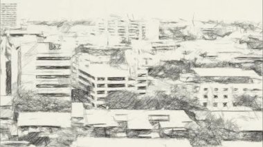 Bangkok şehrinin siyah ve beyaz