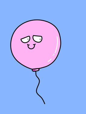 Mavi arka planda şirin balon karikatürü