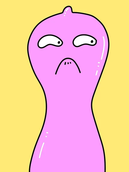 pink condom cartoon on yellow background