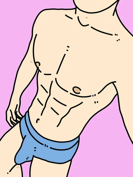 Corpo Uomo Cartone Animato Sfondo Rosa — Foto Stock