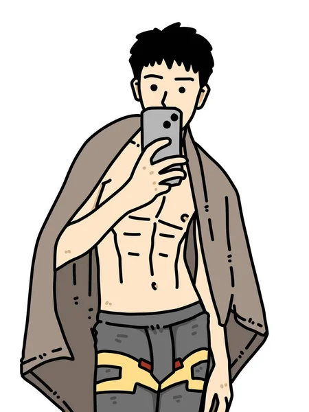 白い背景のかわいい男漫画 — ストック写真