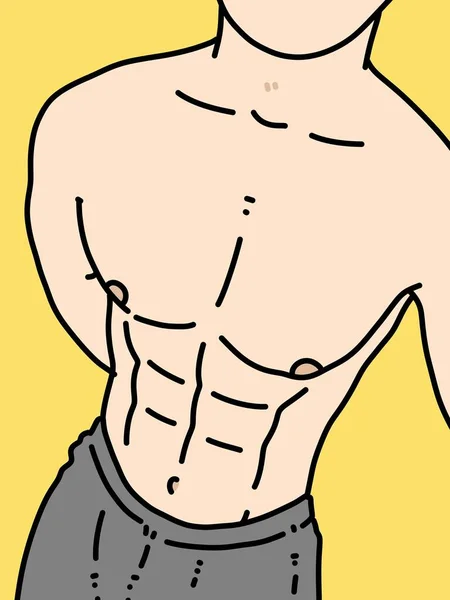 Tělo Muž Karikatura Žlutém Pozadí — Stock fotografie