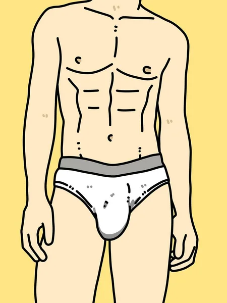 Sarı Arka Planda Vücut Adam Karikatürü — Stok fotoğraf