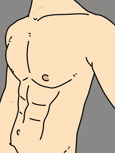 Body Man Cartoon Grijze Achtergrond — Stockfoto