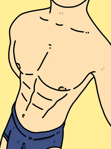 Body Man Cartoon Yellow Background — Stock Photo, Image