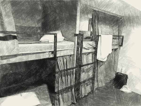 Чорно Біла Спальня — стокове фото