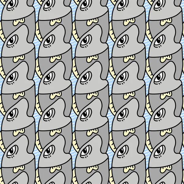 Nahtloses Muster Des Niedlichen Fisch Cartoons — Stockfoto