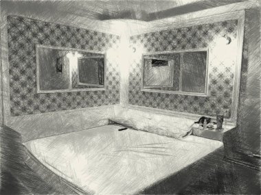 yatak odasının siyah ve beyaz