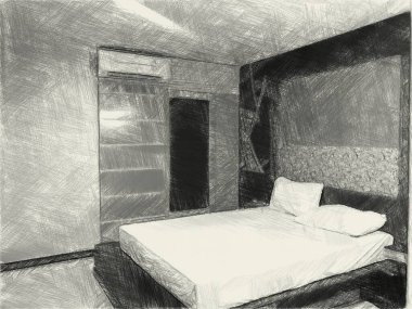 yatak odasının siyah ve beyaz