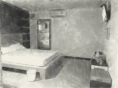 yatak odasının siyah ve beyaz