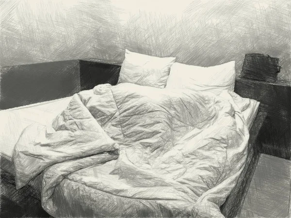 Μαύρο Και Άσπρο Του Υπνοδωματίου — Φωτογραφία Αρχείου