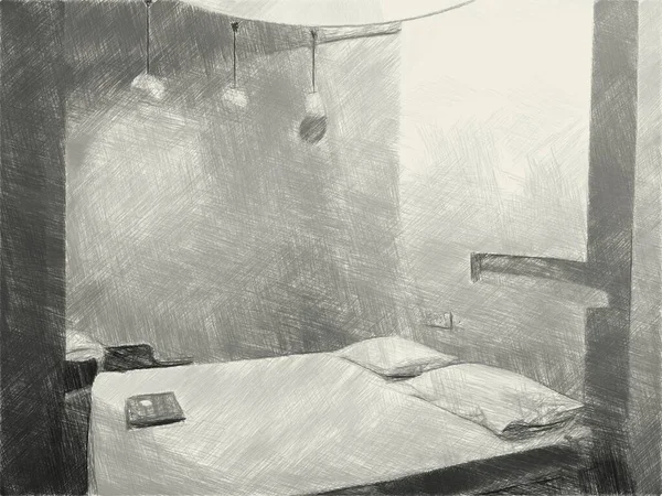 Black White Bedroom — ストック写真