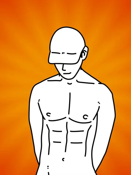 cute man cartoon on orange background