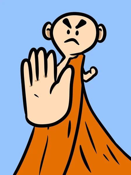 cute monk cartoon on blue background