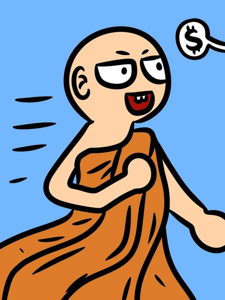 cute monk cartoon on blue background