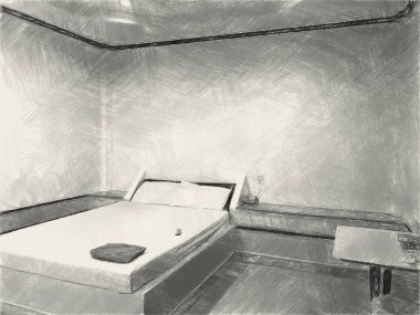 yatak odasının siyah ve beyaz