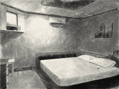 yatak odasının siyah ve beyaz