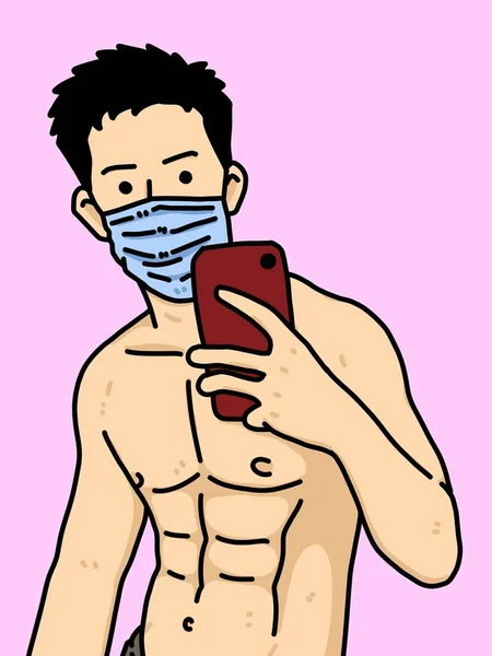 紫を背景にした可愛い男漫画 — ストック写真