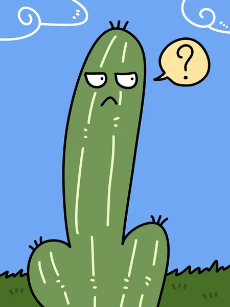 cute cactus cartoon on blue background