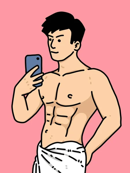 cute man cartoon on pink background