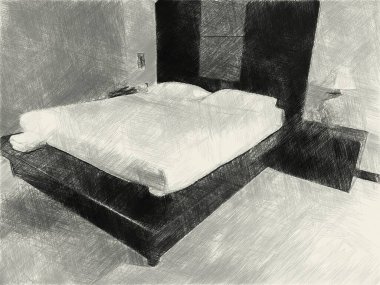 yatak odasının siyah ve beyaz