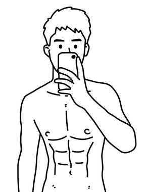 Siyah ve beyaz renkli yakışıklı adam çizgi filmi.