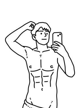 Siyah ve beyaz renkli yakışıklı adam çizgi filmi.