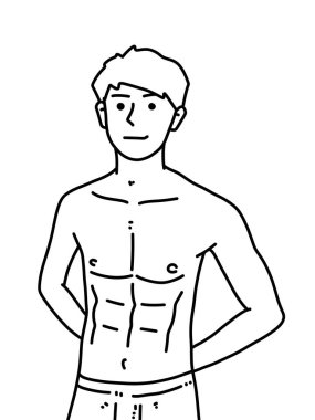 Siyah ve beyaz renkli yakışıklı adam çizgi filmi.