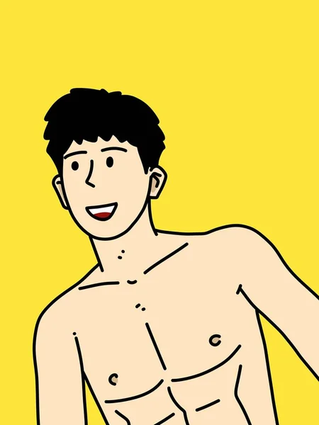 Homem Bonito Desenhos Animados Fundo Amarelo — Fotografia de Stock