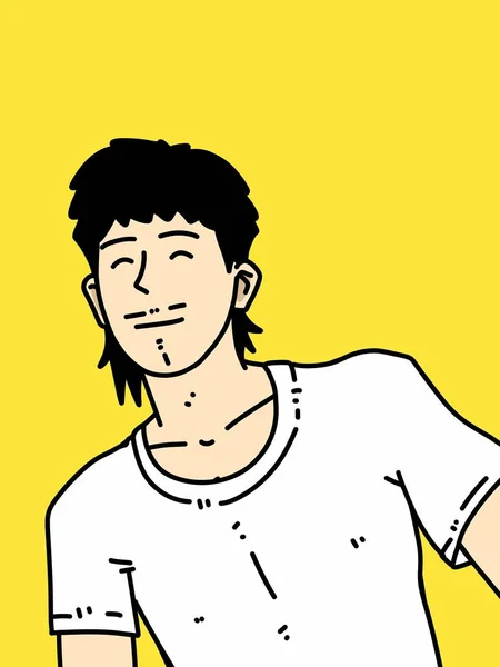 Lindo Hombre Dibujos Animados Sobre Fondo Amarillo — Foto de Stock